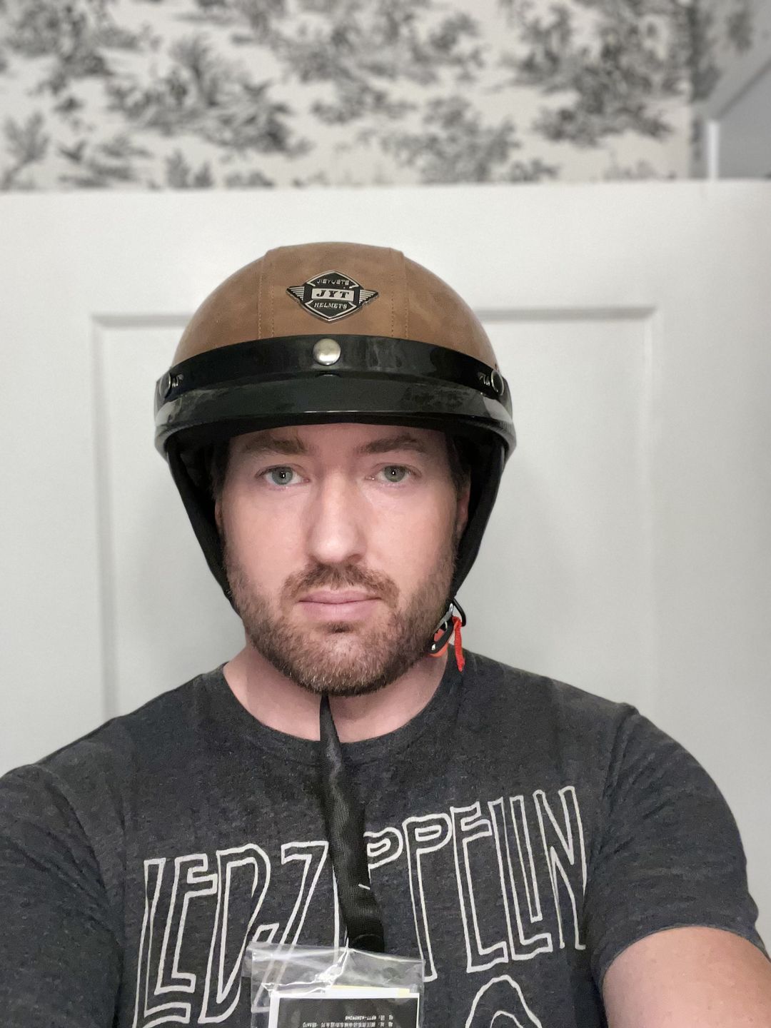 Customer photo review of Retro Leather Half Helmet