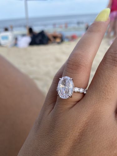 Customer photo review of Louily Stunning Oval Cut Engagement Ring In Sterling Silver