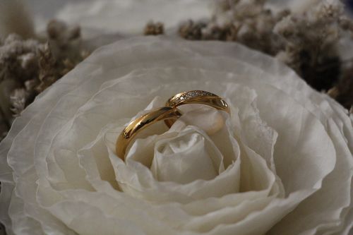 Customer photo review of Burgundy Wedding Rings