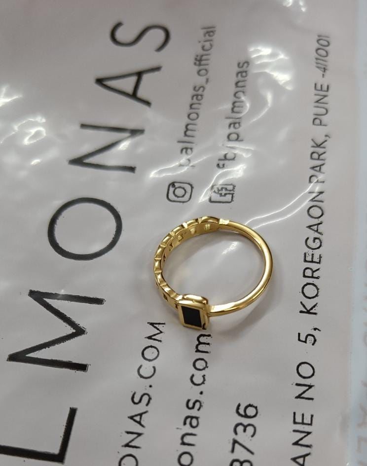 Customer photo review of Black Charm Ring- 18k Gold Plated