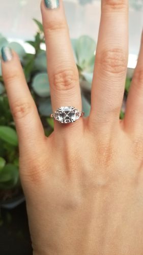 Customer photo review of 3-Stone 3ct Asscher CZ Ring in Sterling Silver