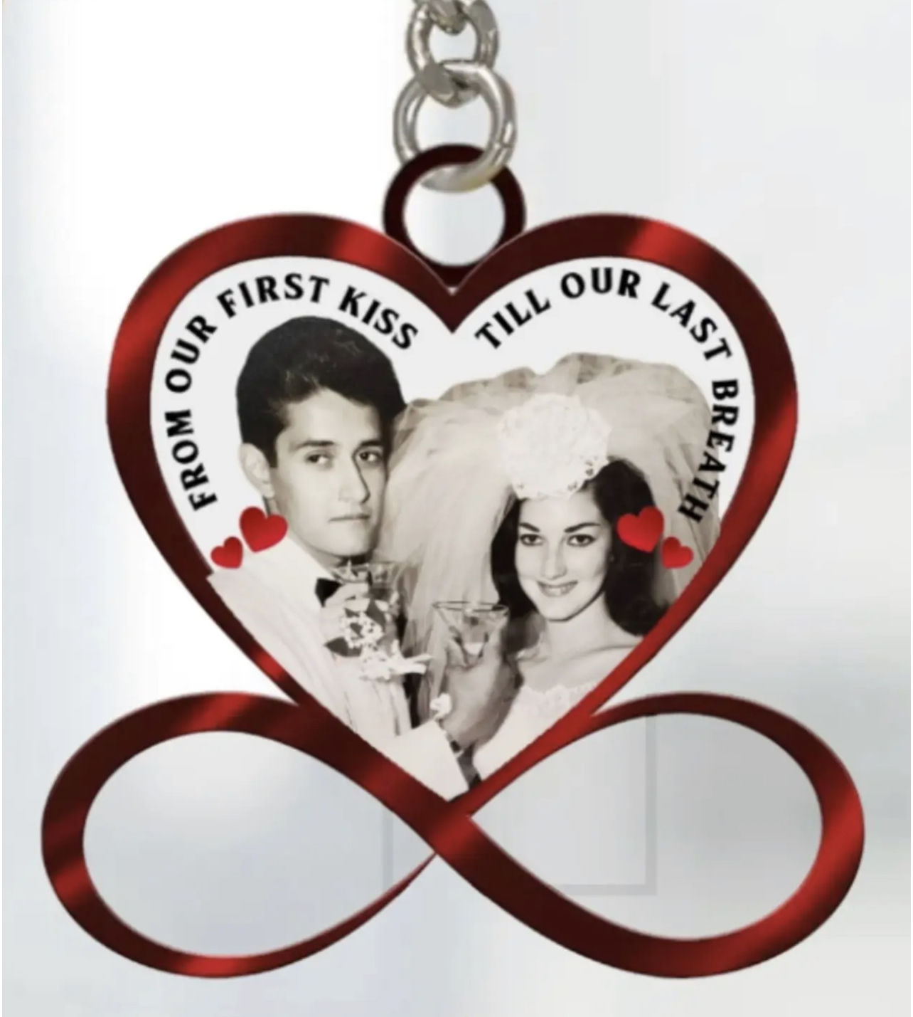 Customer photo review of Infinity Heart Couple Custom Photo Personalized Acrylic Keychain - Anniversary Gift For Couple