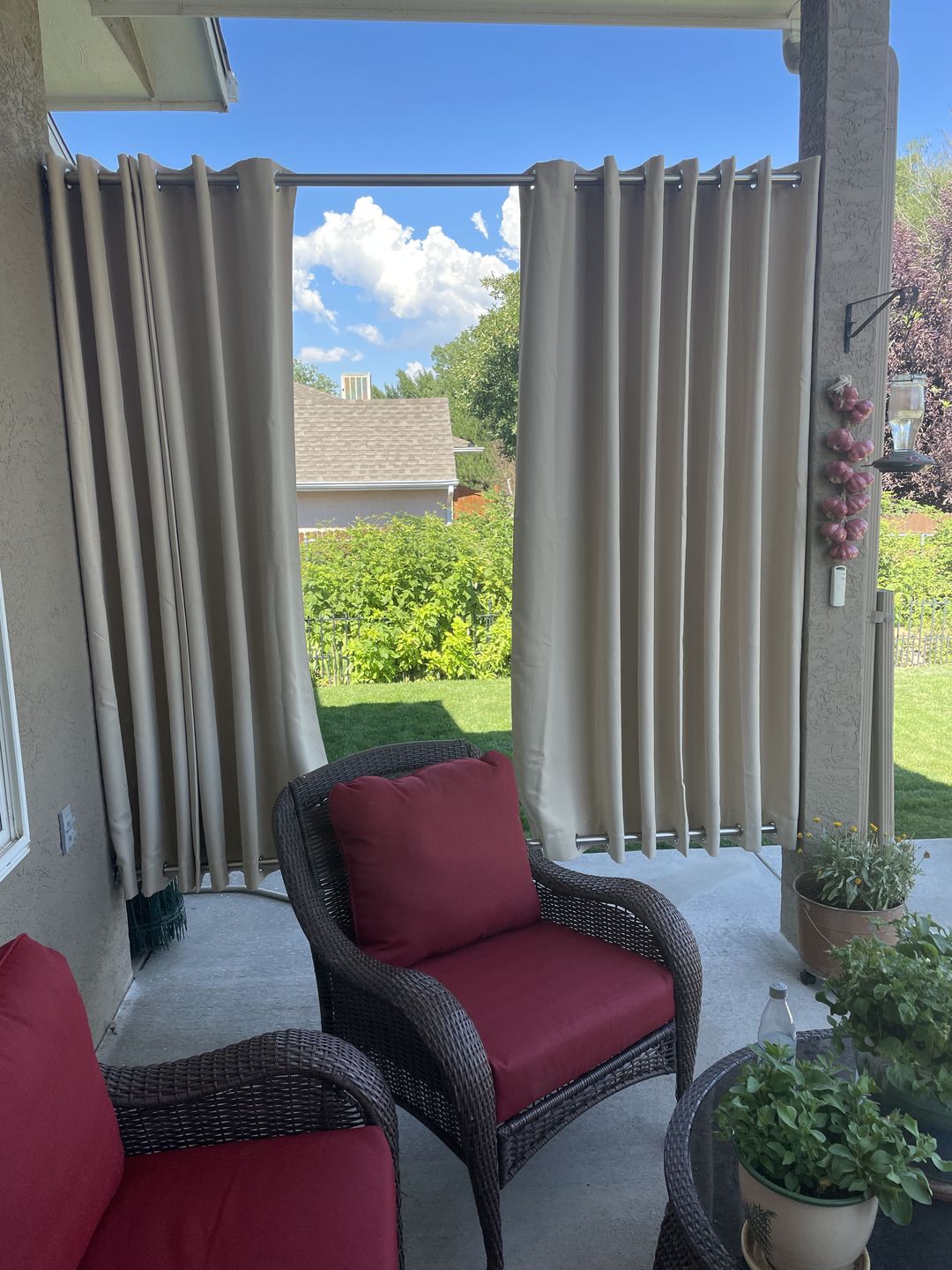 Customer photo review of Top & Bottom Grommet Windproof Outdoor Curtains for Patio 1 Panel