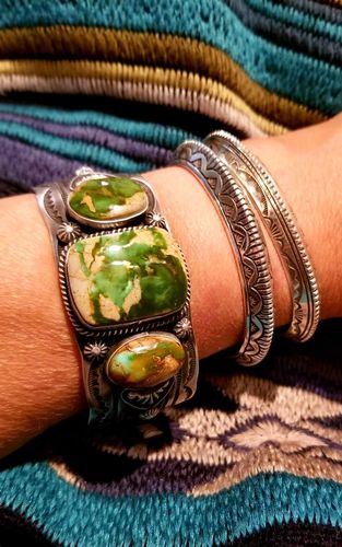 Customer photo review of Navajo Royston Turquoise & Sterling Silver Cuff Bracelet Signed