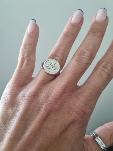 Customer photo review of Sagittarius Small Signet Ring