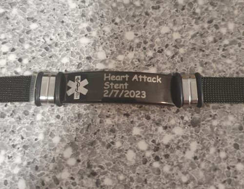Customer photo review of Personalised Black Mesh Medical Alert Bracelet