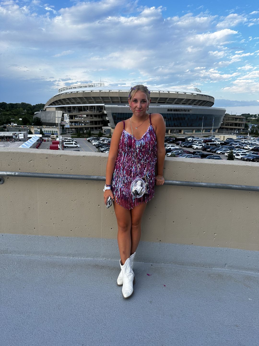 Customer photo review of Shake It My Way Short Fringe Mini Dress