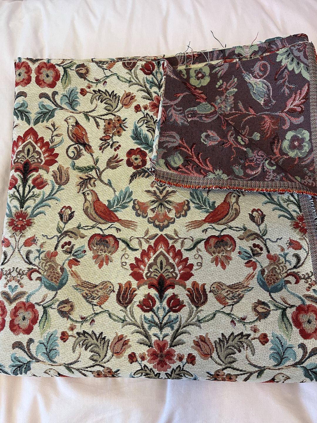 Customer photo review of Birds and Flowers Tapestry Fabric