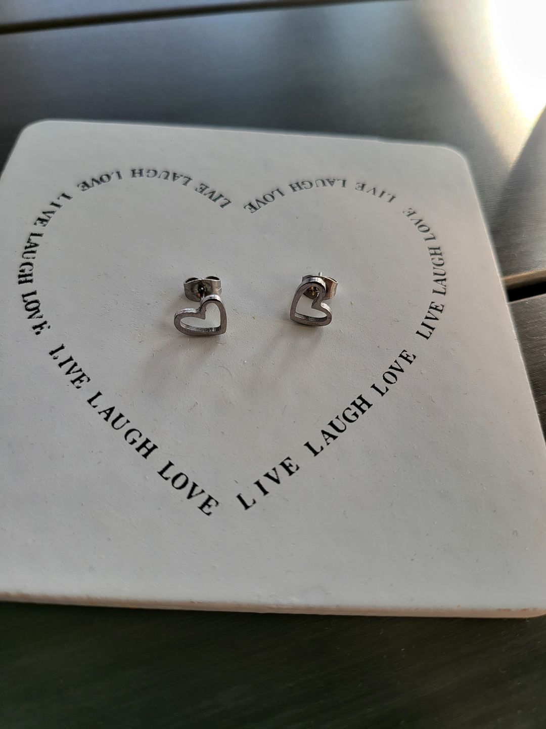 Customer photo review of Sarah - Heart Outline Stud Earring Stainless Steel