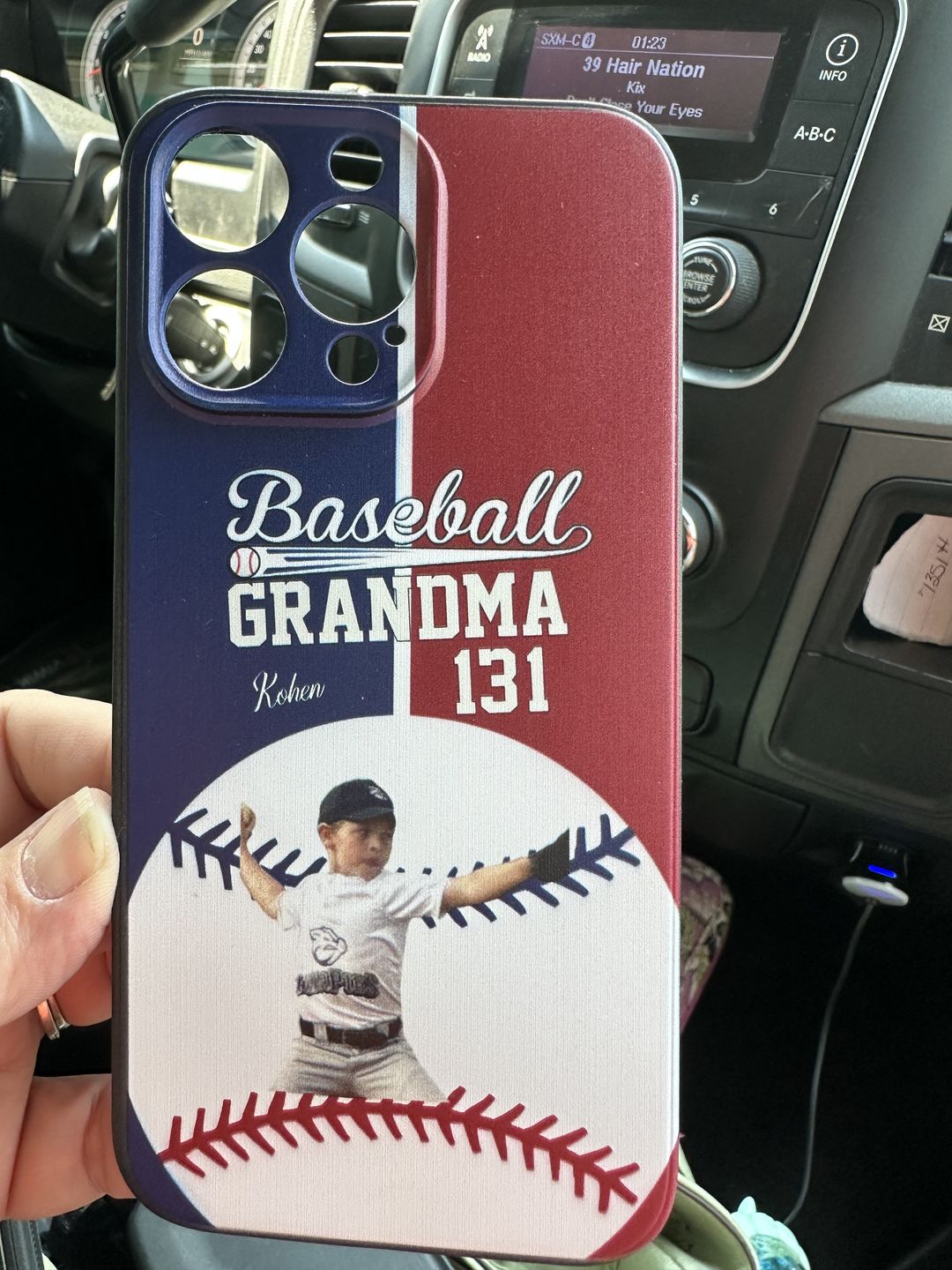 Customer photo review of Upload Photo, Baseball Grandma- Mom-Dad, Custom Name And Number Gift For Nana- Mom-Dad Of Baseball Players