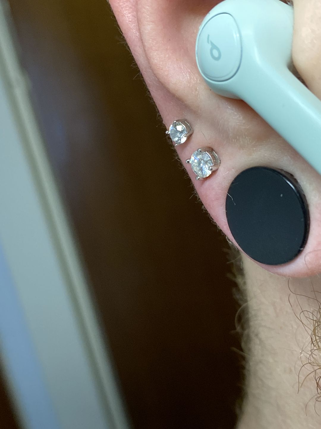 Customer photo review of DIAMOND STUDS. 5MM - MOISSANITE