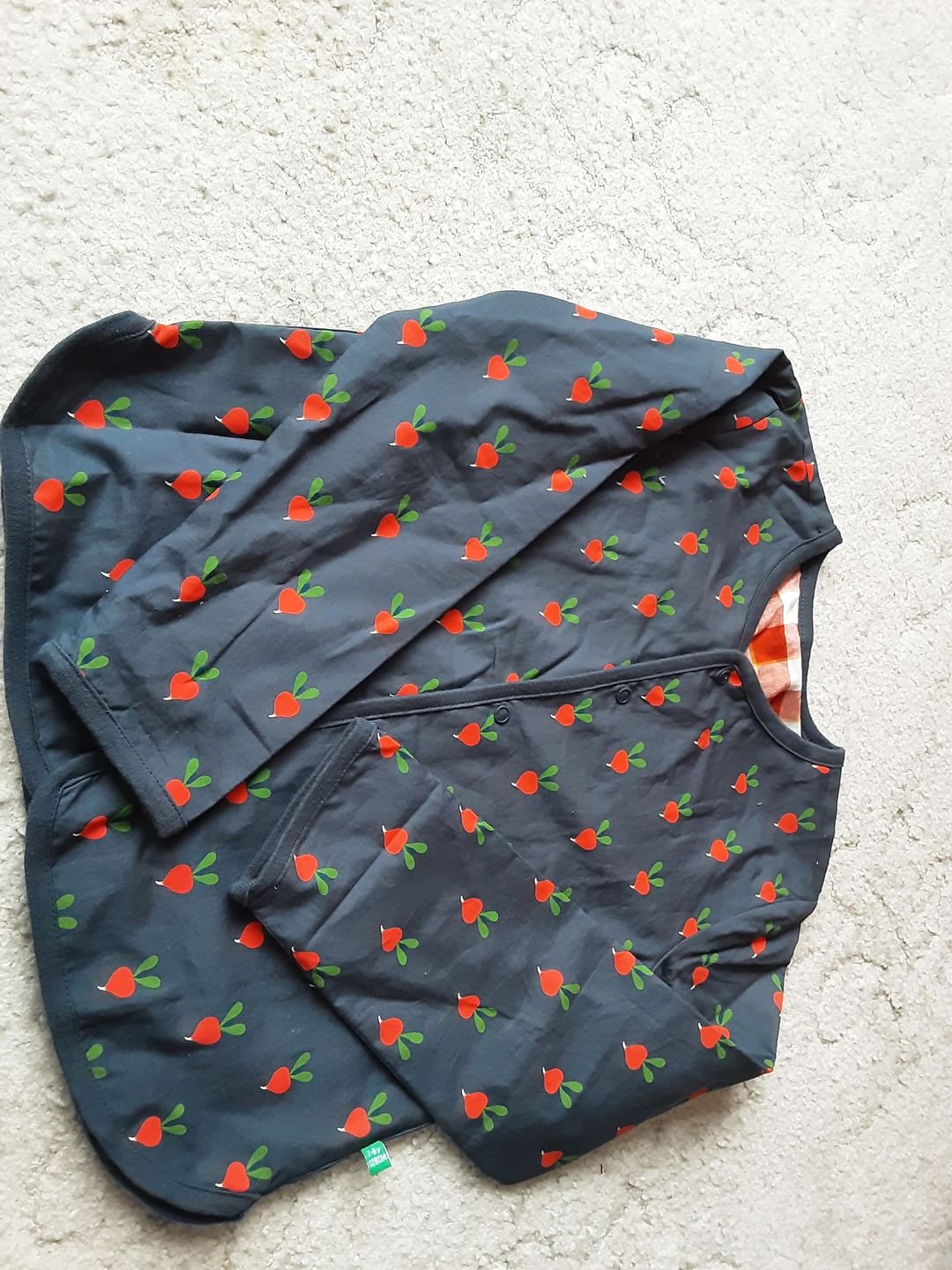 Customer photo review of Radical Radish Collarless Reversible Spring Jacket