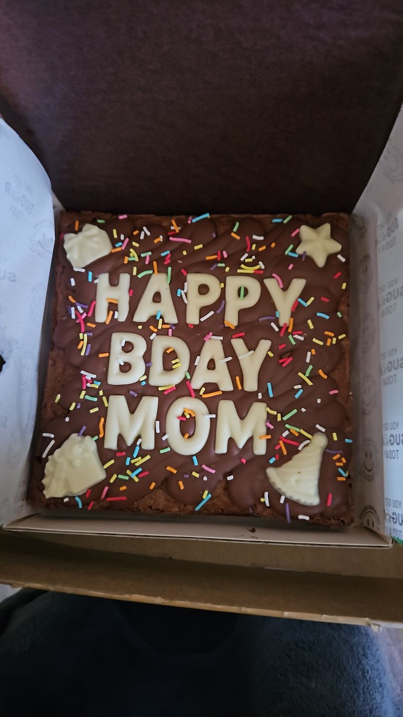 Customer photo review of Gluten free custom message brownie