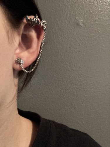 Customer photo review of Flying Dragon Ear Cuff with Chain Linked Ear Sud