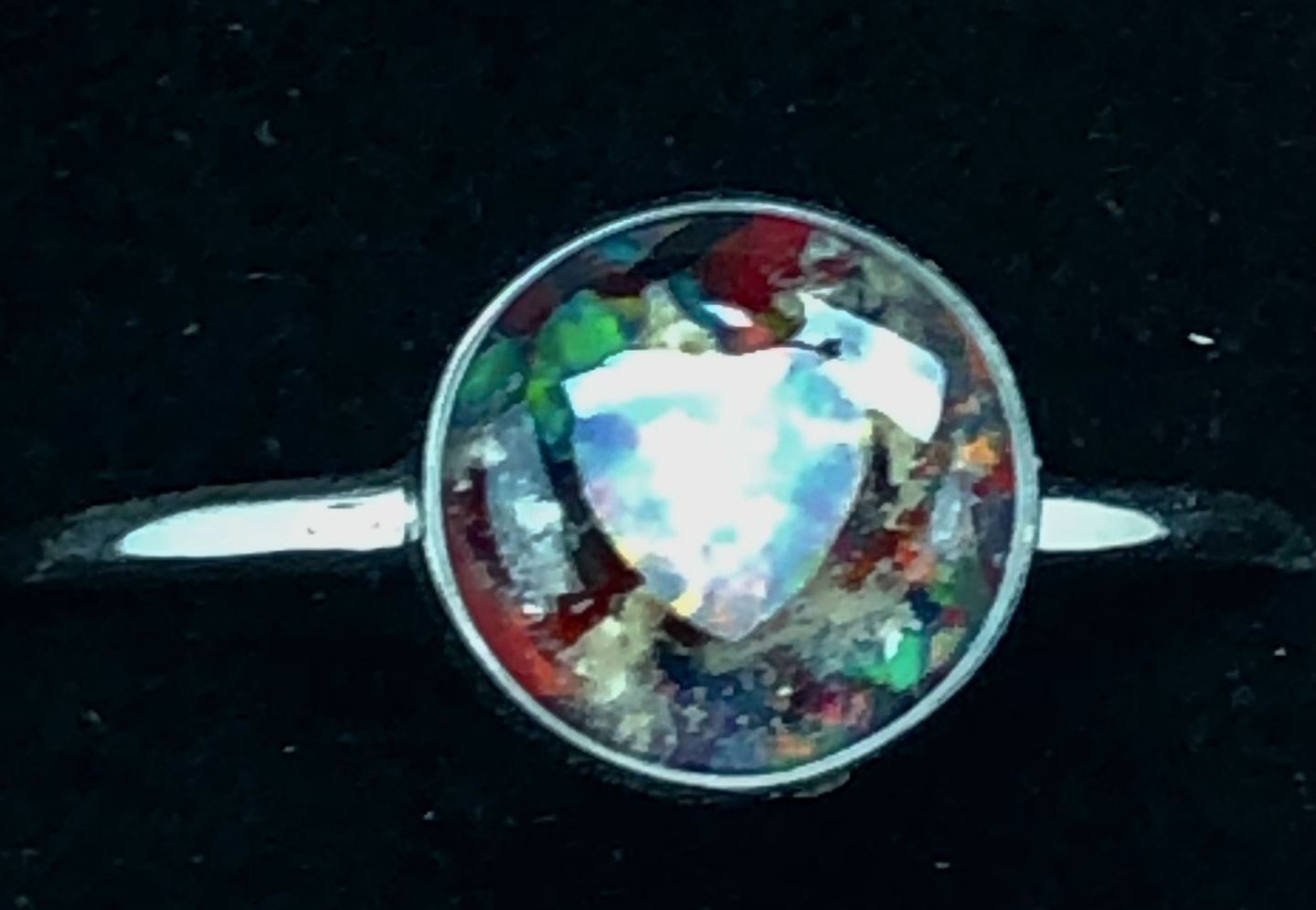 Customer photo review of Opal Heart Ring with Cremation Ashes