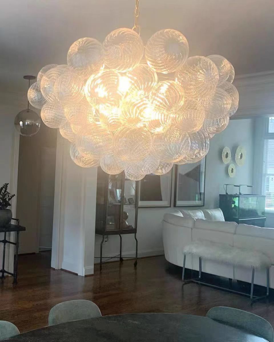 Customer photo review of Contemporary Clear Ribbed Bubble Chandelier