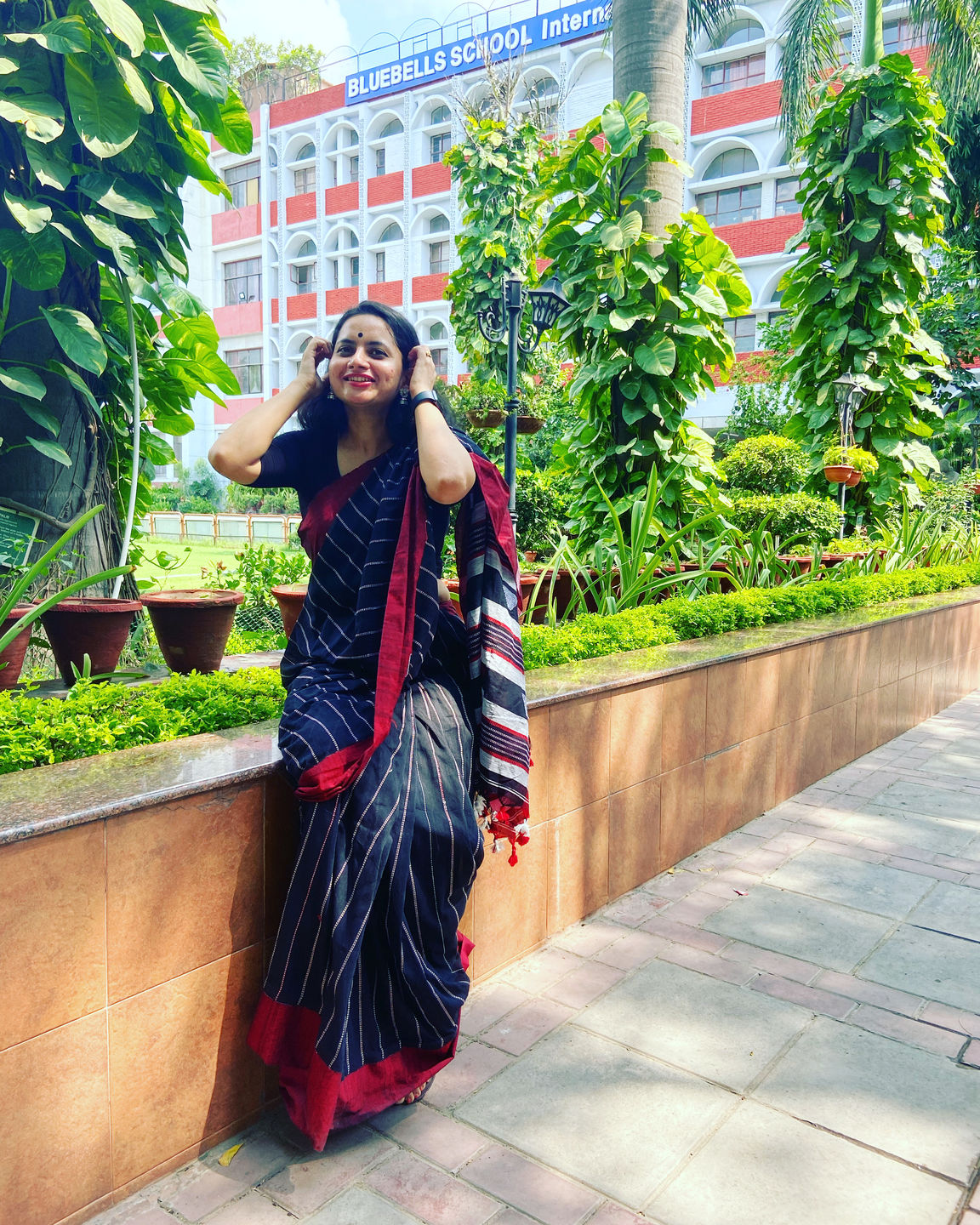 Customer photo review of Midnight Black Cotton Saree