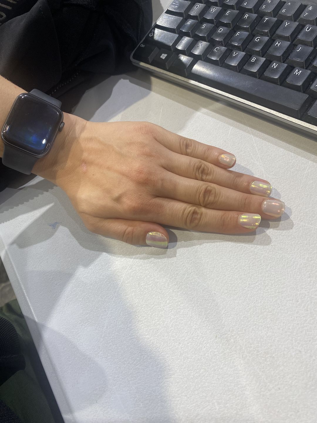 Customer photo review of Aqua Pink (Pearlescent) DIY Semicured Gel Nail Sticker Kit