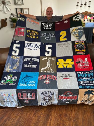 T-shirt quilt featuring new york yankees, ohio state buckeyes by Anthony from CT