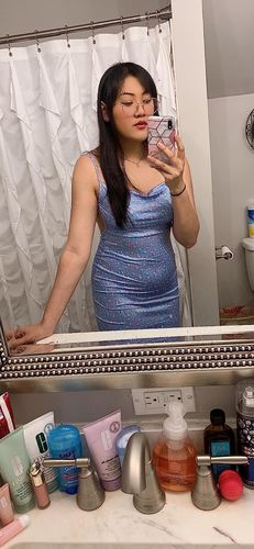 Customer photo review of Mathea Backless Maxi Dress