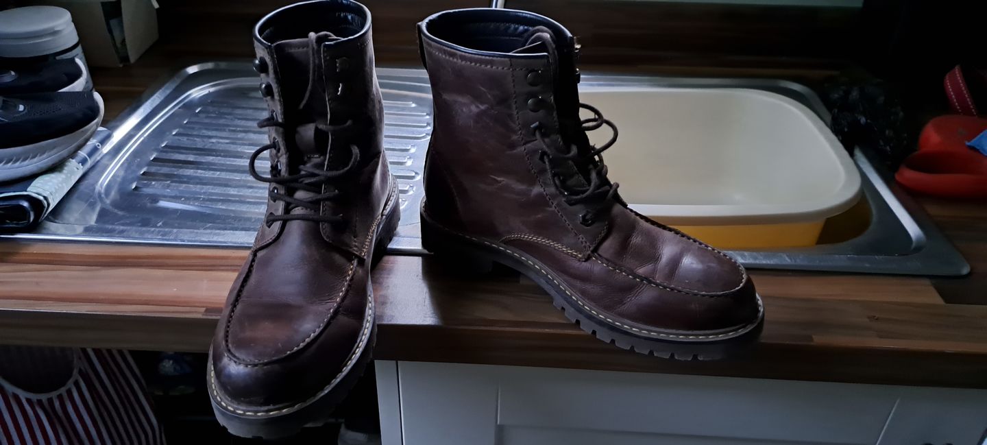 Customer photo review of boots moc-toe tobacco brown