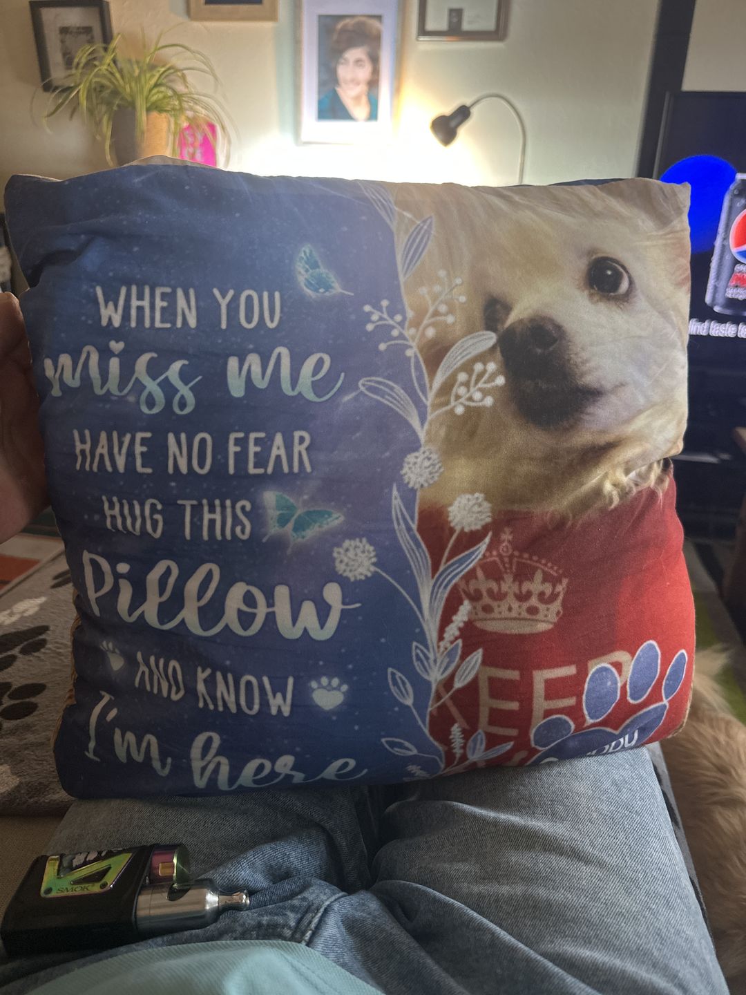 Customer photo review of Custom Photo My Love For You Is Always Here - Memorial Personalized Custom Pillow - Sympathy Gift, Gift For Pet Owners, Pet Lovers