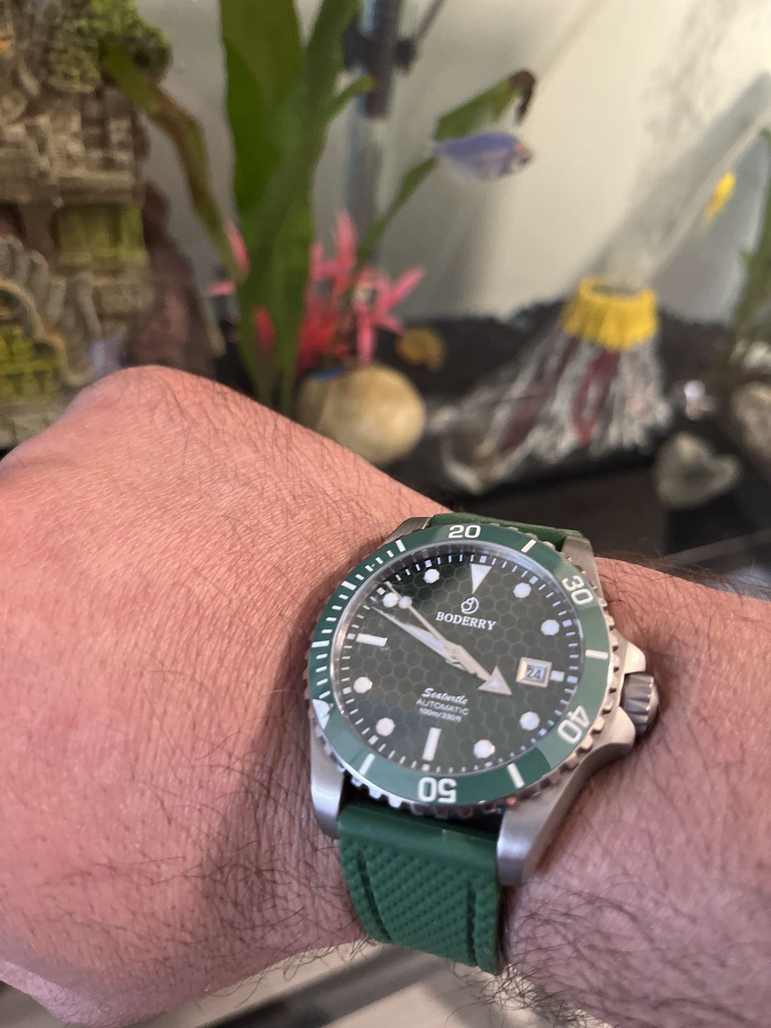 Customer photo review of SEATURTLE.OCEAN(TITANIUM) - Automatic Titanium Diver Watch | Turtle Green