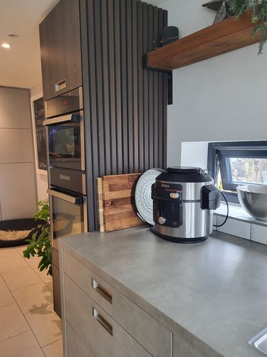 Customer photo review of SlatWall Acoustic Smoked Oak