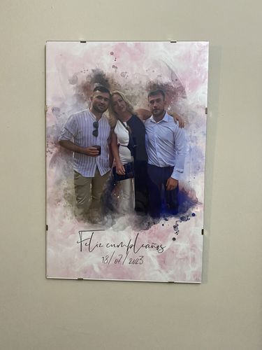 Customer photo review of Tu foto de familia en estilo acuarela | Regalo personalizable para dia del madre y padre