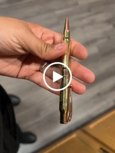 Customer video review of .308 Real Bullet Casing Refillable Twist Pen - Tactical Gift Box - Polished Brass