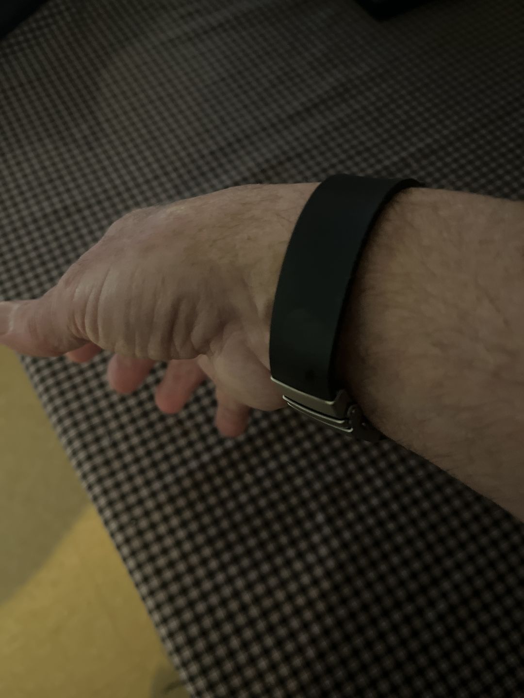 Customer photo review of Personalised Black Silicone Medical Alert ID Bracelet – Black Bar