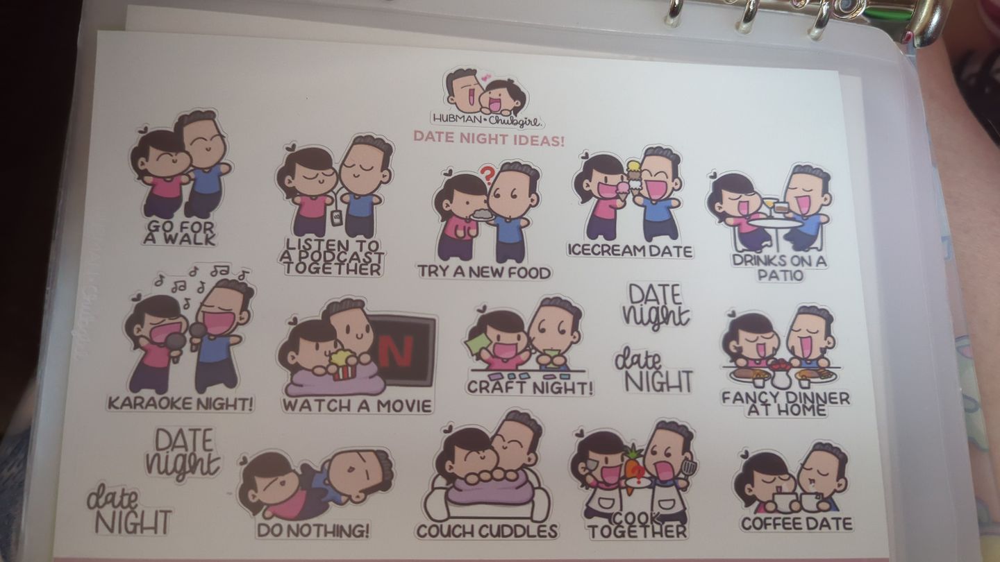 Customer photo review of Date Night Ideas Sticker Set