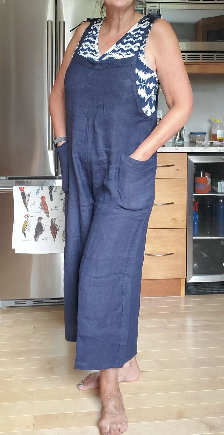 Customer photo review of Lighter Days Linen Jumpsuit (Stonewash Silver)