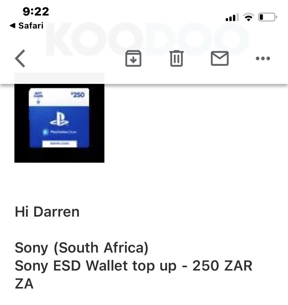 Customer photo review of PSN R500 Voucher. Digital code will be emailed