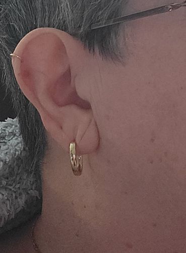 Customer photo review of Hoop Huggies in 9ct Yellow Gold