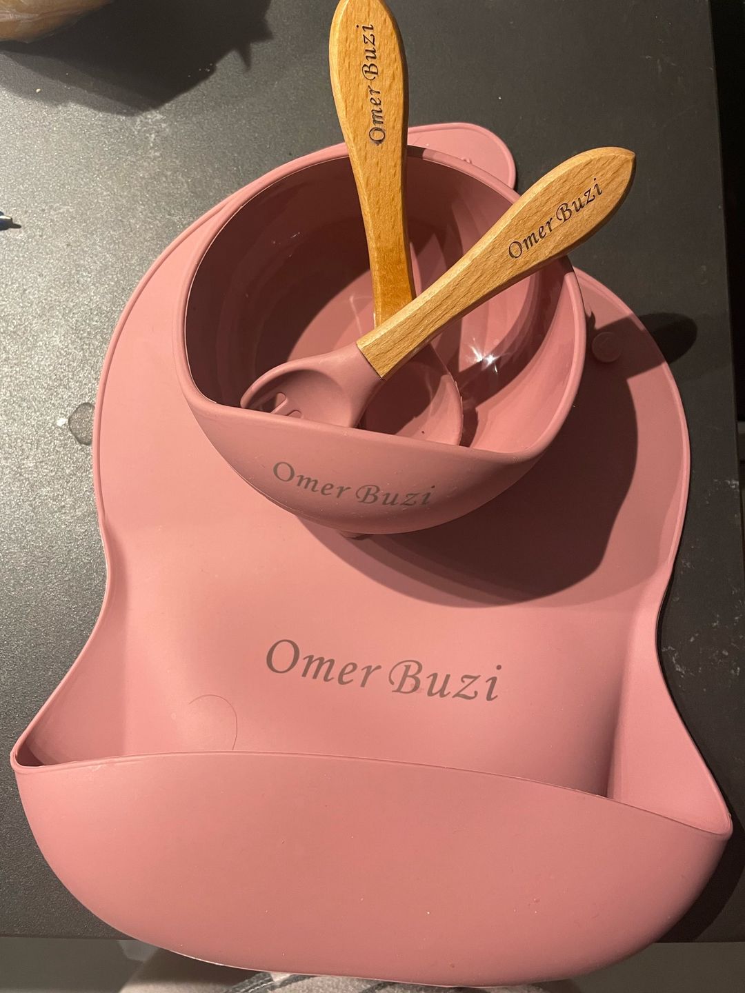 Customer photo review of סט כלי אוכל איכותי ומלא ללא BPA עם שם מותאם אישית