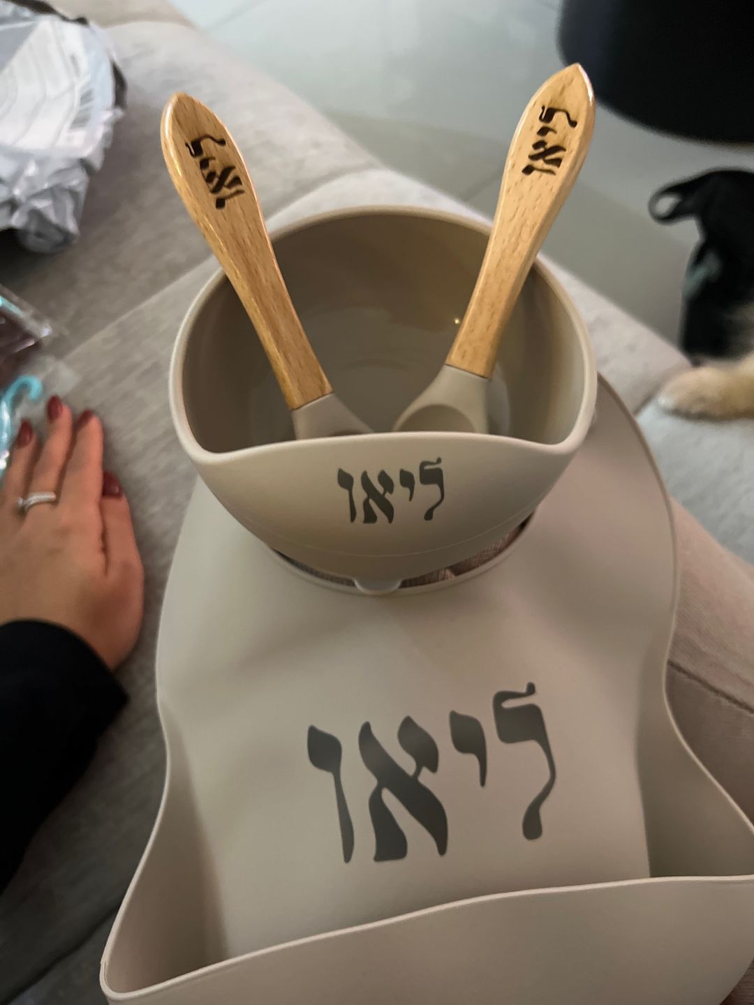 Customer photo review of סט כלי אוכל איכותי ומלא ללא BPA עם שם מותאם אישית