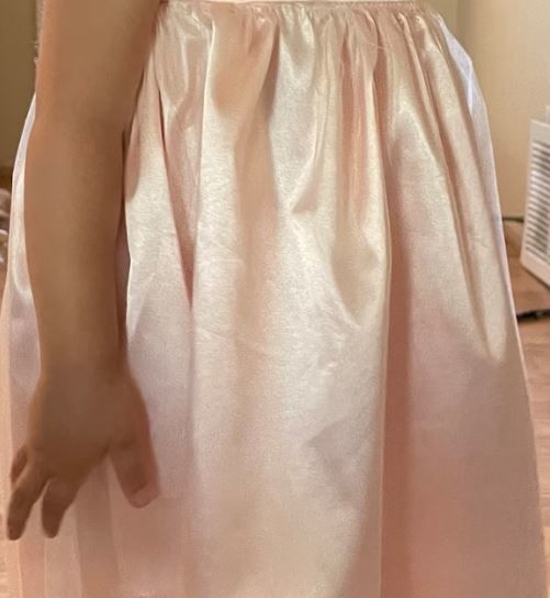 Customer photo review of Blush Pink Silky Stretch Satin