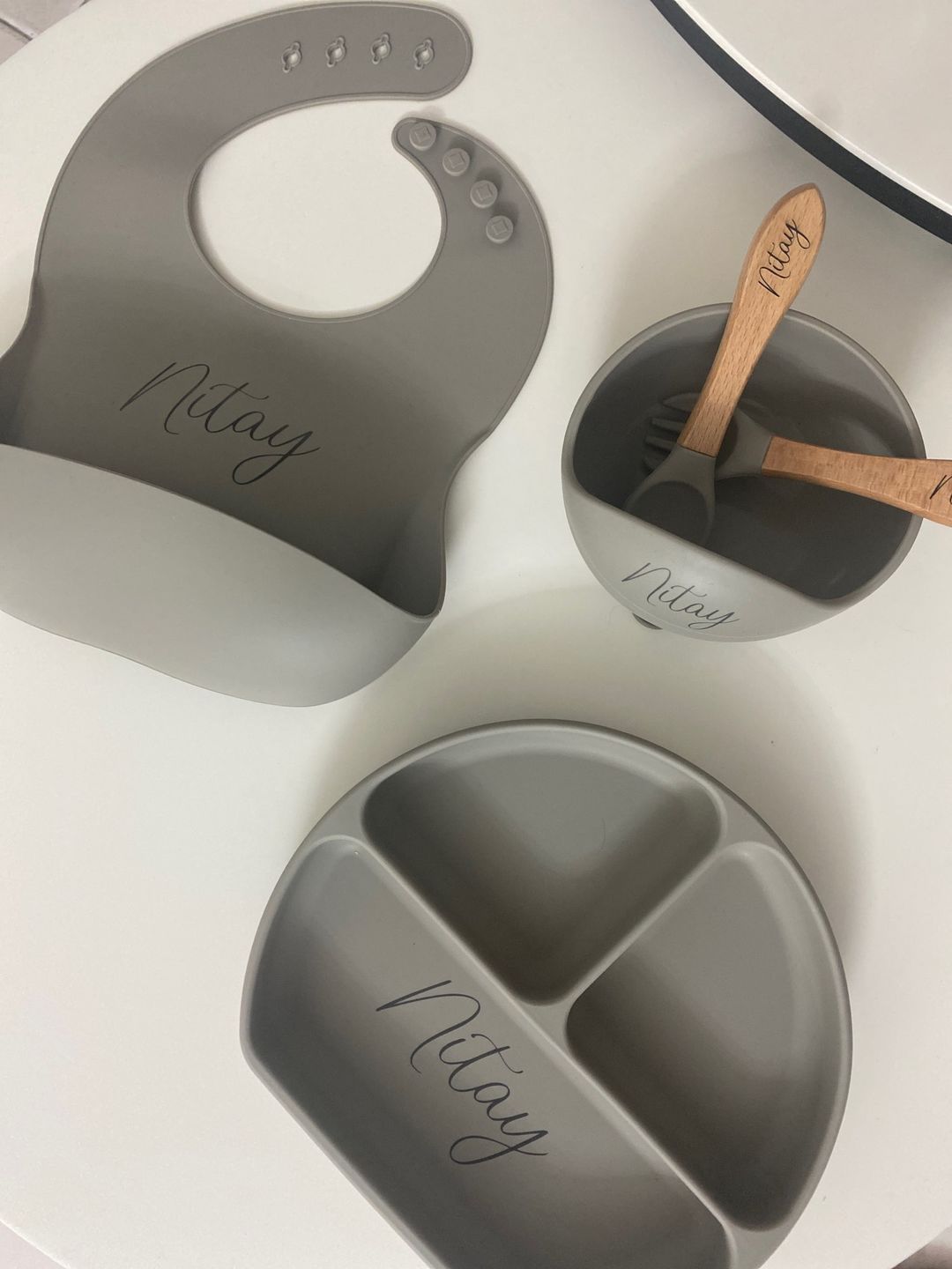 Customer photo review of סט כלי אוכל איכותי ומלא ללא BPA עם שם מותאם אישית