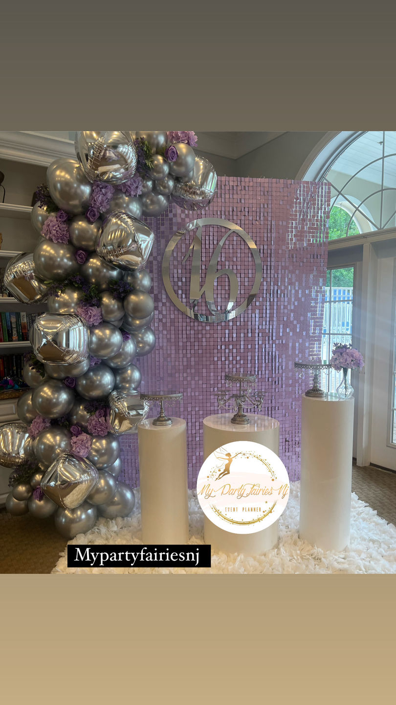 Customer photo review of Lilac Shimmer Wall Panels – Easy Setup Birthday/Event/Theme Party Decorations