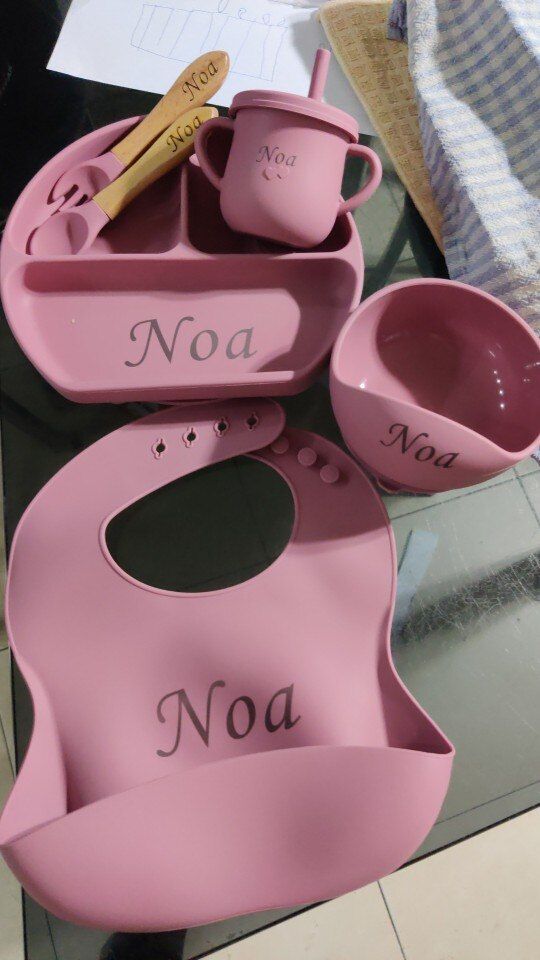 Customer photo review of סט כלי אוכל איכותי ומלא ללא BPA עם שם מותאם אישית