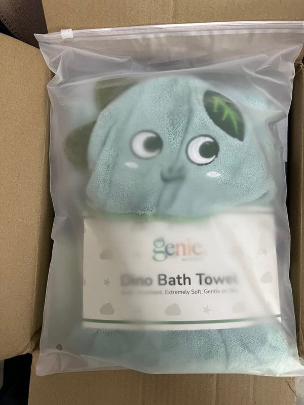 Customer photo review of Genie Dino Bath Towel