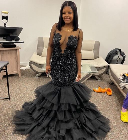 Customer photo review of Black Sequin on Velvet