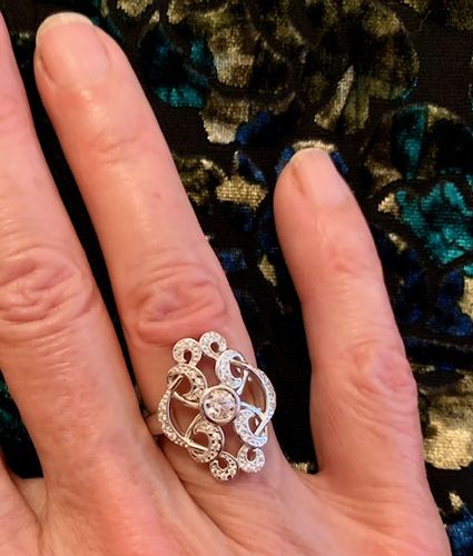 Customer photo review of Flower Art Deco CZ Ring in Sterling Silver