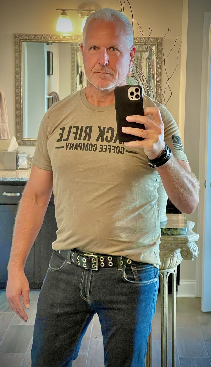 Customer photo review of The Brixton Belt - Black Double Grommet 100 % Full Grain Leather Belt