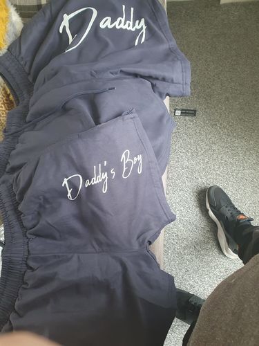 Customer photo review of Pool Days- Daddy & Daddy's Boy Matching Navy Swimming Shorts