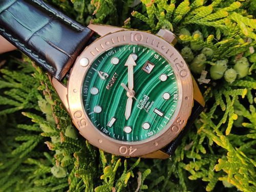 Customer photo review of Aquacy Bronze CuSn8 Men's Malachite Watch Automatic with Leather  200M