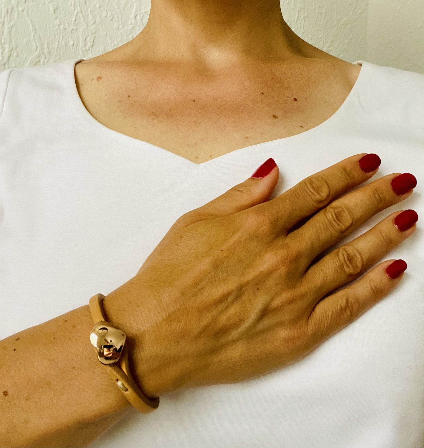 Customer photo review of Bracciale pelle Cuore Mio Oro Rosa Tulsi