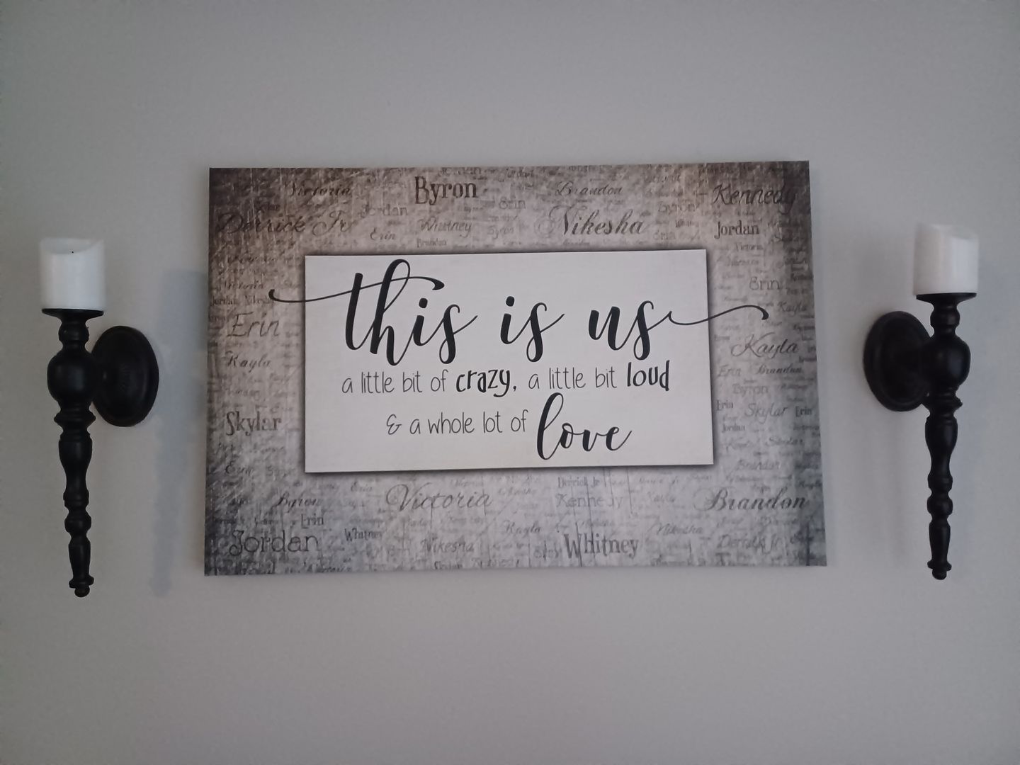 Customer photo review of Personalized "This Is Us" With Names on Background Premium Canvas