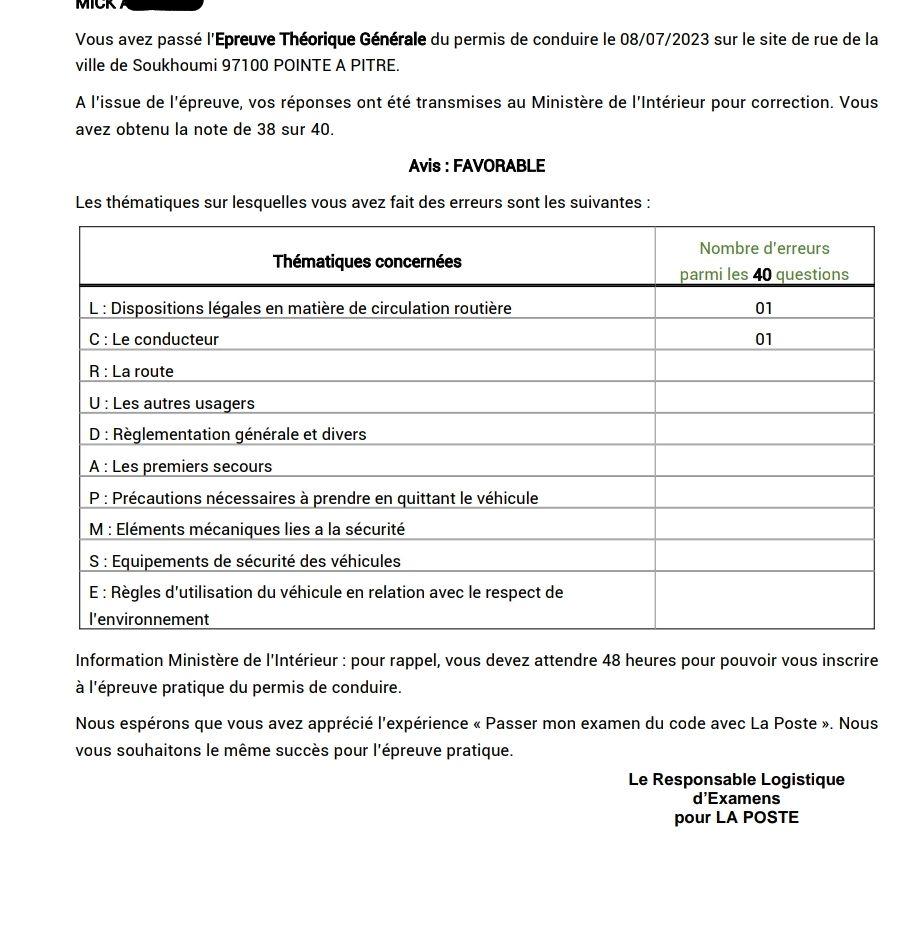 Customer photo review of ENTRAÎNEMENT AU CODE DE LA ROUTE POUR 20€